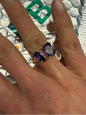 BaubleBar Toi Et Moi Custom Birthstone Ring. Amethyst . NEW